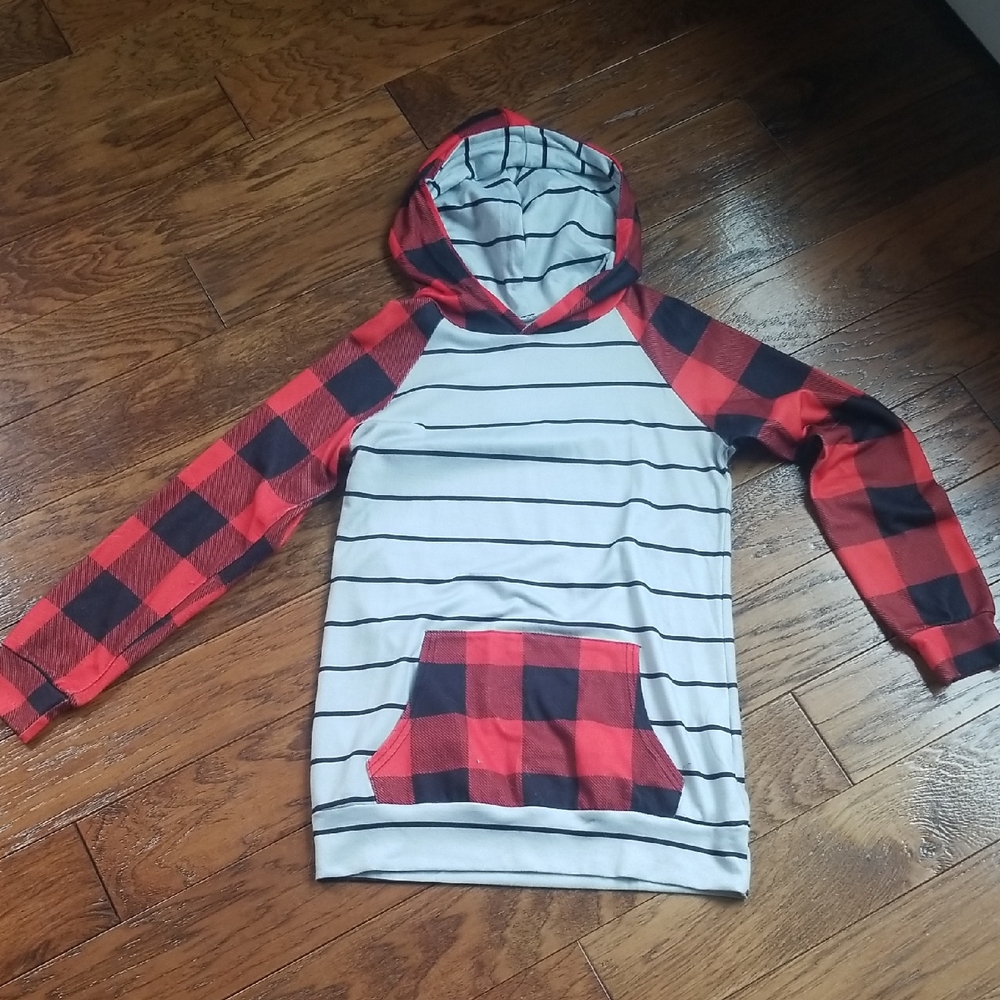 Womans plaid & striped hoodie sz M